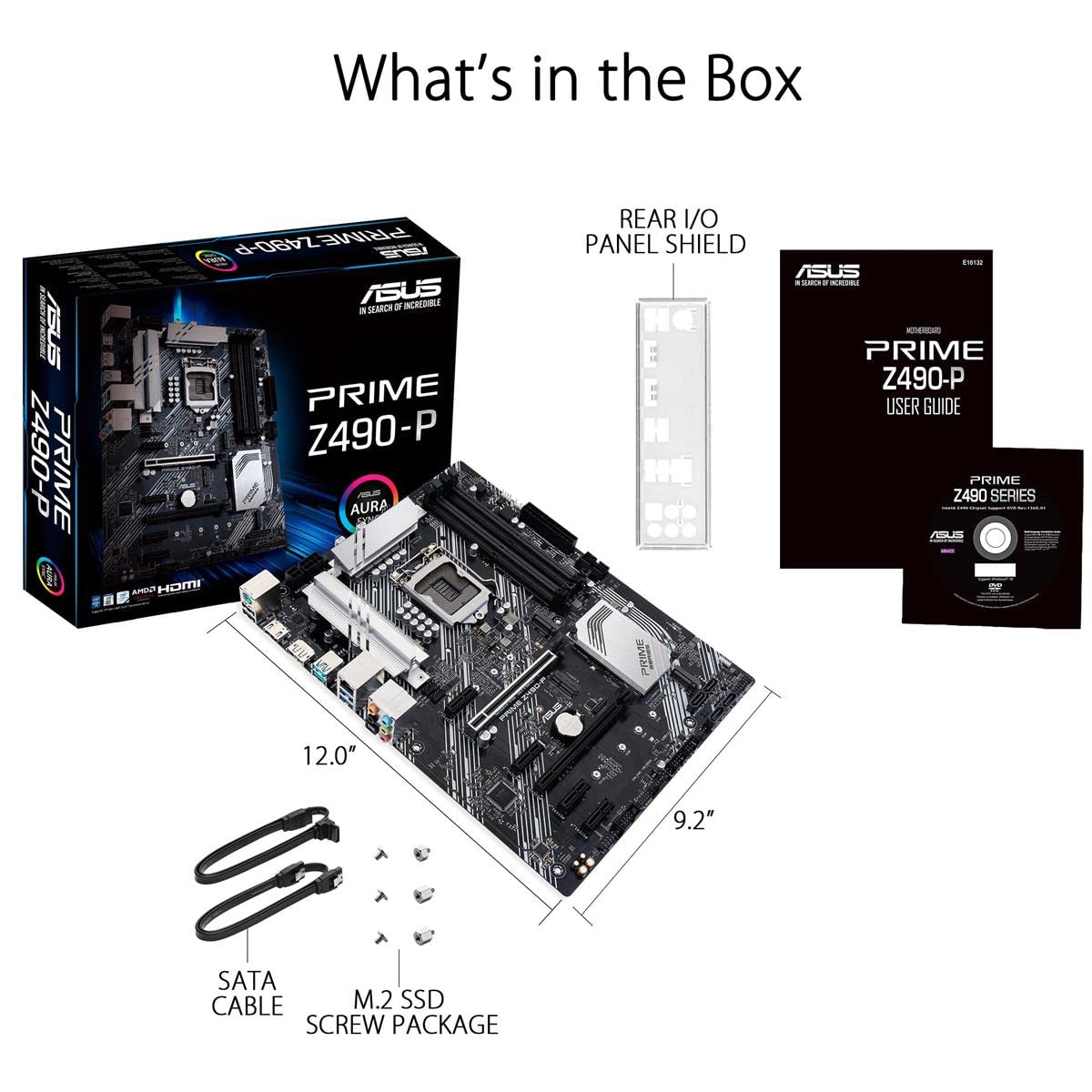 ASUS Prime Z490-P LGA 1200 (Intel® 10th Gen) ATX Motherboard (Dual M.2, DDR4 4600, 1 Gb Ethernet, USB 3.2 Gen 2 USB Type-A®, Thunderbolt™ 3 Support, Aura Sync RGB)