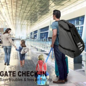 Car Seat Travel Bag for Air Travel - Profaster Airplane Carseat Gate Check Bag Backpack, Fold with Attached Carry Bag, Gray