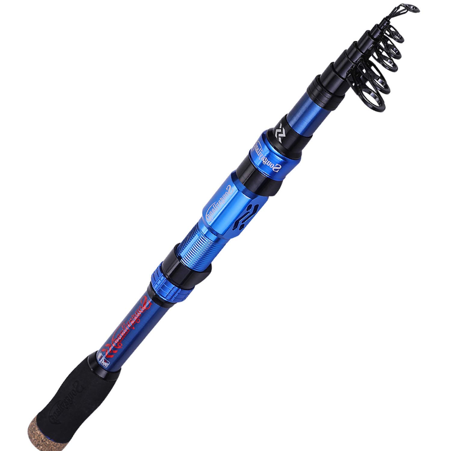 Sougayilang Fishing Rod Telescopic Fishing Rod Portable- 24 Ton Carbon Fiber,CNC Machined Reel Seat, Comfortable EVA Handle, Travel Fishing Pole for Bass Trout Fishing(Blue,1.8M/5.9FT)