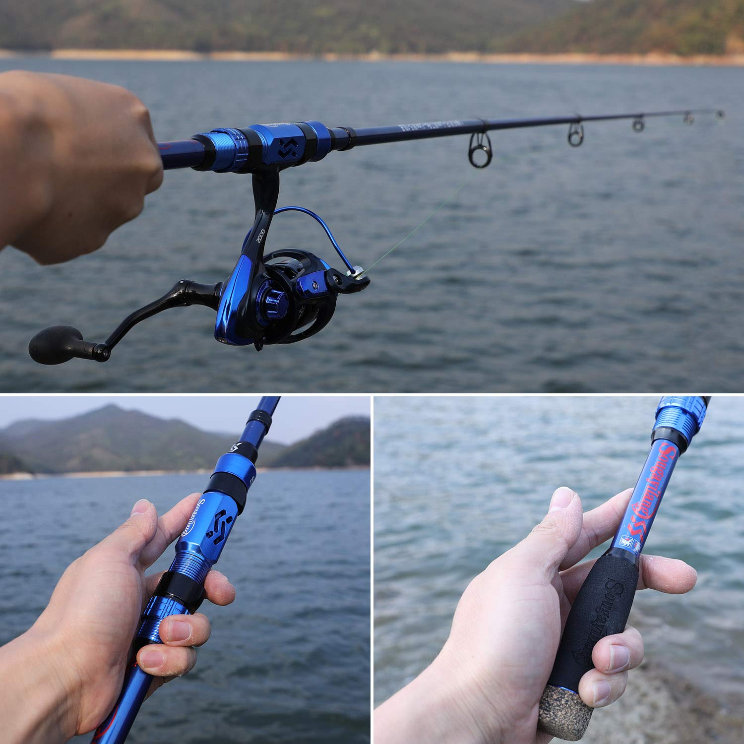 Sougayilang Fishing Rod Telescopic Fishing Rod Portable- 24 Ton Carbon Fiber,CNC Machined Reel Seat, Comfortable EVA Handle, Travel Fishing Pole for Bass Trout Fishing(Blue,1.8M/5.9FT)