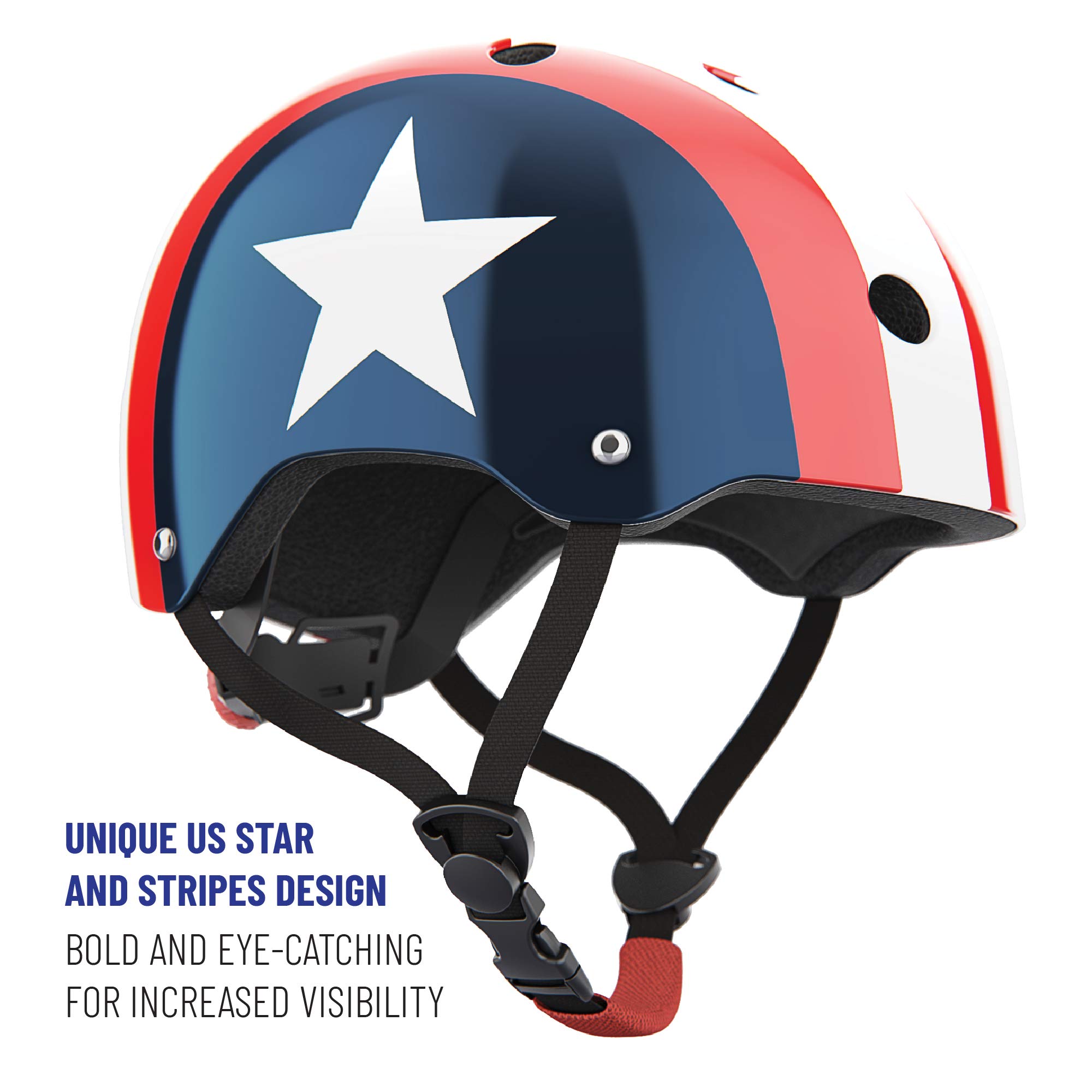 Noggn Bike Helmet for Kids, Girls and Boys | US Star | Child Bicycle, Scooter, Skateboard Helmet (US Star, Small)