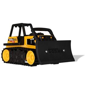 tonka steel classics, bulldozer– made with steel and sturdy plastic, yellow friction powered toy construction truck, ages 3+ boys and girls, kids, toddlers, christmas birthday gifts