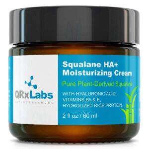 pure plant-based squalane ha+ moisturizing cream with hyaluronic acid – organic ecocert approved usda certified squalane derived from sugarcane – moisturizer for face, body & skin - 2 fl / 60 ml