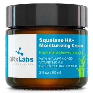 Pure Plant-Based Squalane HA+ Moisturizing Cream with Hyaluronic Acid – Organic ECOCERT Approved USDA Certified Squalane Derived from Sugarcane – Moisturizer For Face, Body & Skin - 2 fl / 60 ml