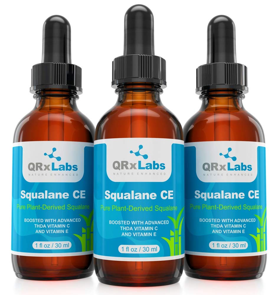 Pure Plant-Based Squalane Oil Boosted with Most Advanced & Stable Vitamin C - Organic ECOCERT / USDA Certified Squalane Derived from Sugarcane - Best Moisturizer For Face, Body & Skin - 1 oz / 30 ml