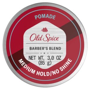 old spice hair styling pomade for men, medium hold/no shine, barber's blend infused with aloe, 3 ounce