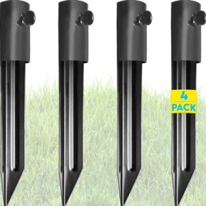 gray bunny metal stakes for ground (4 pcs), tiki torch holders for ground, flag stakes, umbrella stakes for grass, universal light stakes, flag pole ground mount, heavy duty tiki torch stand