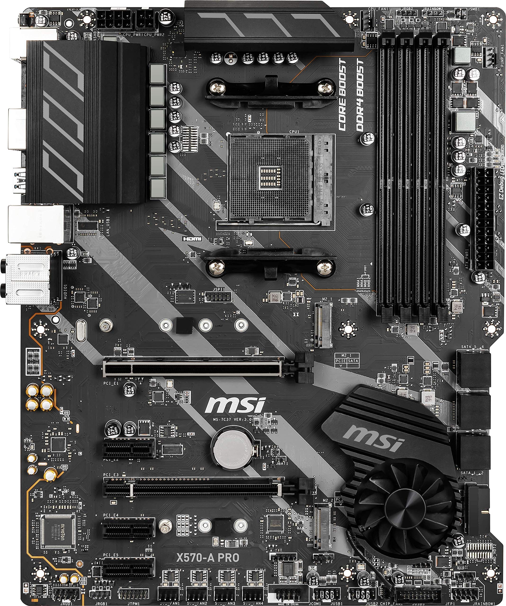 MSI X570-A PRO Motherboard (AMD AM4, DDR4, PCIe 4.0, SATA 6Gb/s, M.2, USB 3.2 Gen 2, HDMI, ATX) (Renewed)