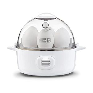 dash express electric egg cooker, 7 egg capacity for hard boiled, poached, scrambled, or omelets with cord storage, auto shut off feature, 360-watt, white
