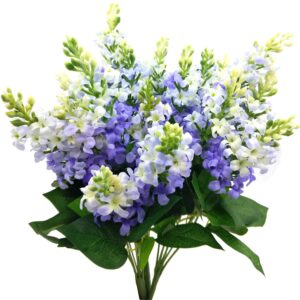 guagb artificial fake flowers silk plastic plant arrangement for home indoor outdoor garden wedding table vase decorations faux snapdragon flower,3 bouquets (lilac)