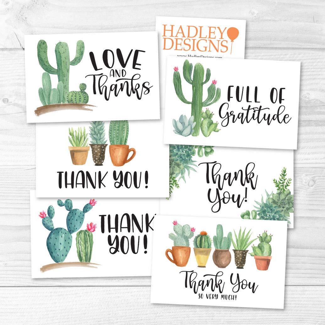 24 Cactus Thank You Cards With Envelopes Bulk - Housewarming Thank You Cards Wedding Thank You Cards With Envelopes Kids, Baby Shower Thank You Cards Graduation Thank You Notes With Envelopes Set