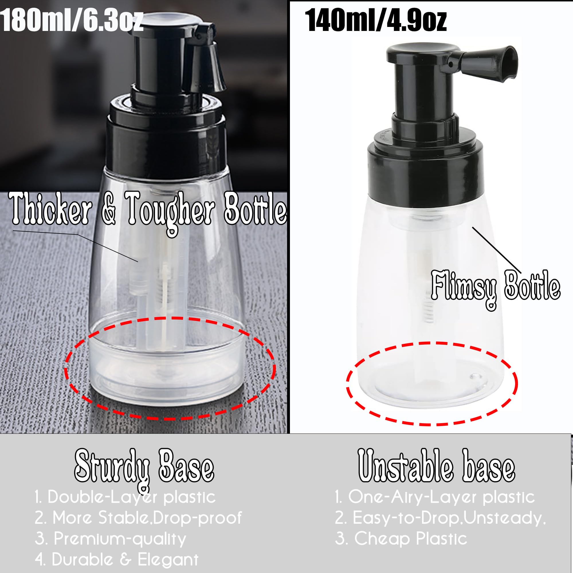 CCbeauty Powder Spray Bottle, Barber Spray Bottle for Hair, Empty Portable Travel Cosmetics Container, Hair Fiber Applicator, Refillable Body Shampoo Powder Bottles Barber Accessories, 6oz/180ml