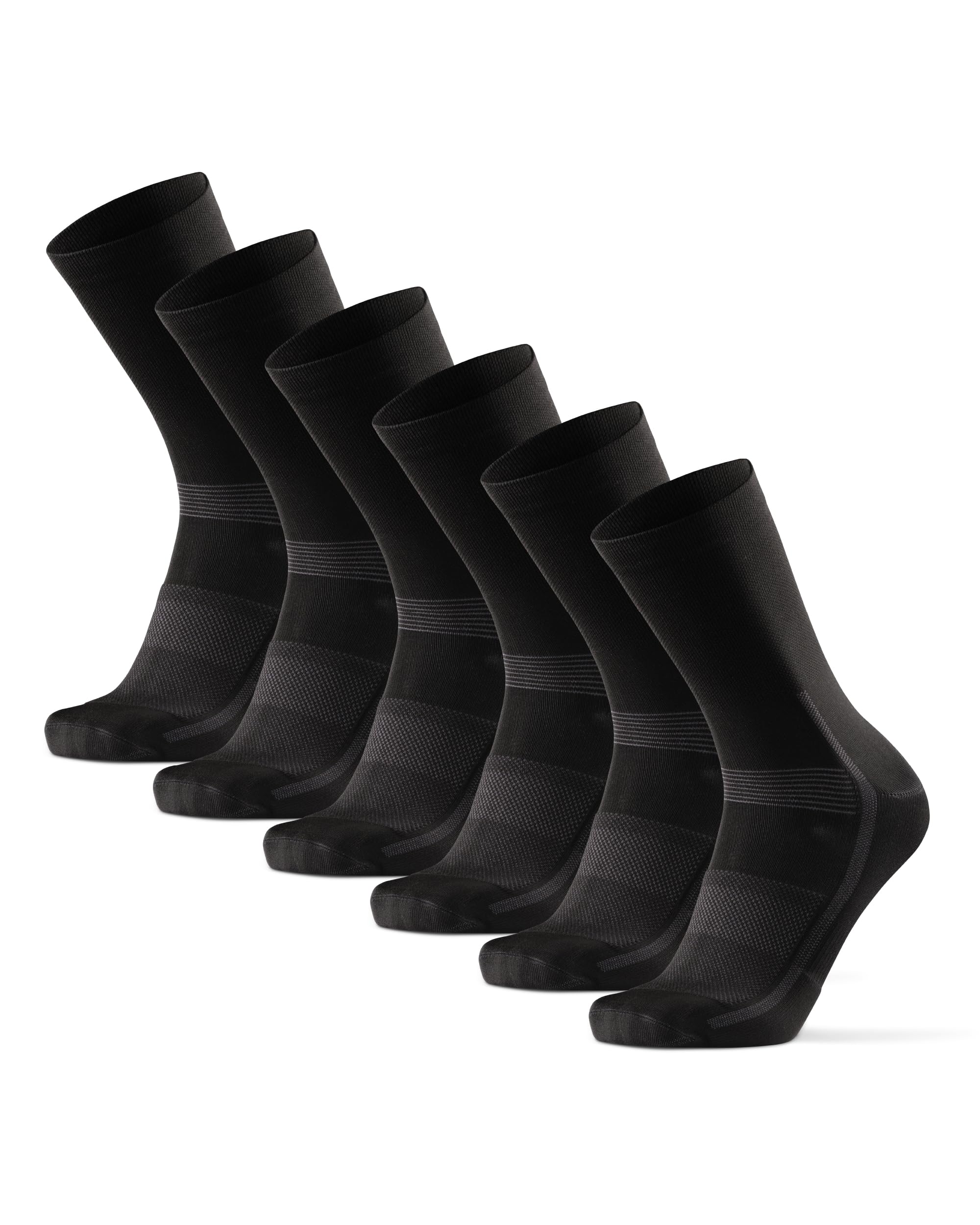 DANISH ENDURANCE 3 Pack Cycling Socks, Breathable Crew Bike Socks, Men & Women, Black, Medium