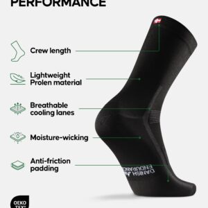 DANISH ENDURANCE 3 Pack Cycling Socks, Breathable Crew Bike Socks, Men & Women, Black, Medium