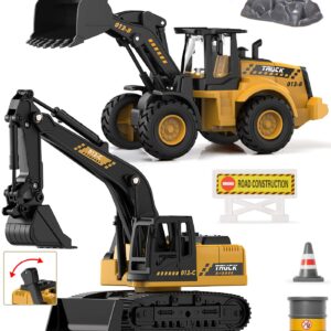 Construction Toys Excavator for Kids, Geyiie Toys Truck Excavator Tractors for Boys Girls 3-5 4-7 8-12 Year Old Kids, Birthday Gift