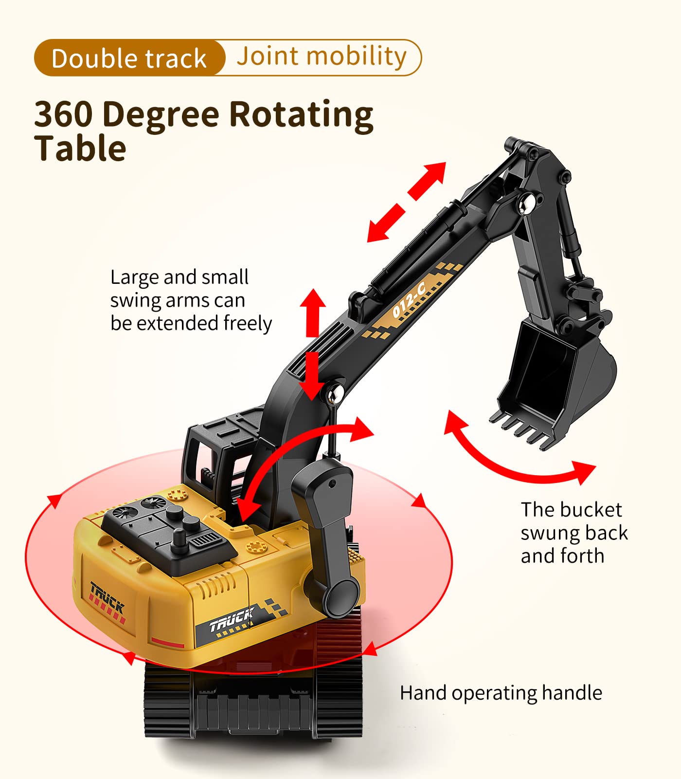 Construction Toys Excavator for Kids, Geyiie Toys Truck Excavator Tractors for Boys Girls 3-5 4-7 8-12 Year Old Kids, Birthday Gift