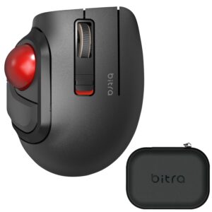 elecom bitra small travel trackball mouse with case, bluetooth wireless, thumb control, silent mouse click, ergonomic design, 5 programmable buttons