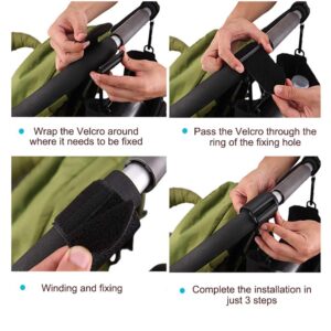 WeTest 2 Pack Durable Baby Stroller Organizer Hook Clip for Baby Diaper Bags, Diaper Bags, Purse - Black