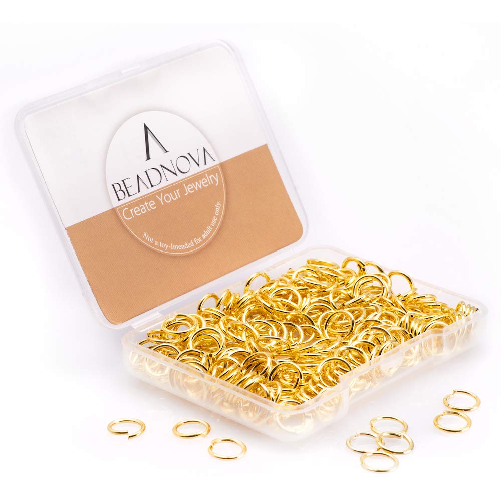 BEADNOVA 8mm Open Jump Rings Gold Jump Rings for Jewelry Making and Keychains (300Pcs)