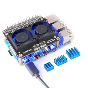 makerfocus raspberry pi 4b dual cooling fans, raspberry pi 4b heatsink kit, raspberry pi 4b gpio expansion board dc 5v 0.2a with led compatible with raspberry pi 4b / 3b+ / 3b / 3a+