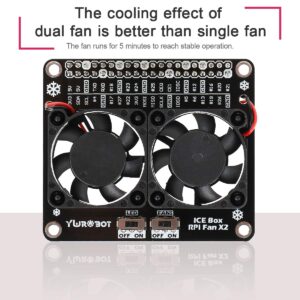 MakerFocus Raspberry Pi 4B Dual Cooling Fans, Raspberry Pi 4B Heatsink Kit, Raspberry Pi 4B GPIO Expansion Board DC 5V 0.2A with LED Compatible with Raspberry Pi 4B / 3B+ / 3B / 3A+