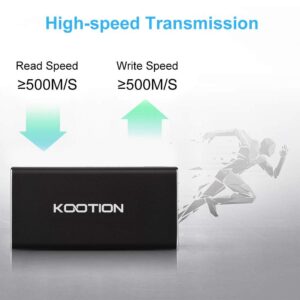 KOOTION 1TB External SSD Hard Drive USB 3.1 Type-c Ultra-Slim Portable Solid State Drive 1TB, Read up to 500MB/s & Write up to 450MB/s