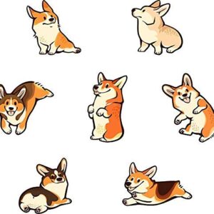 MAGNET Jolly Corgis in Green Magnetic Car Sticker Decal Refrigerator Metal Magnet Vinyl 5"