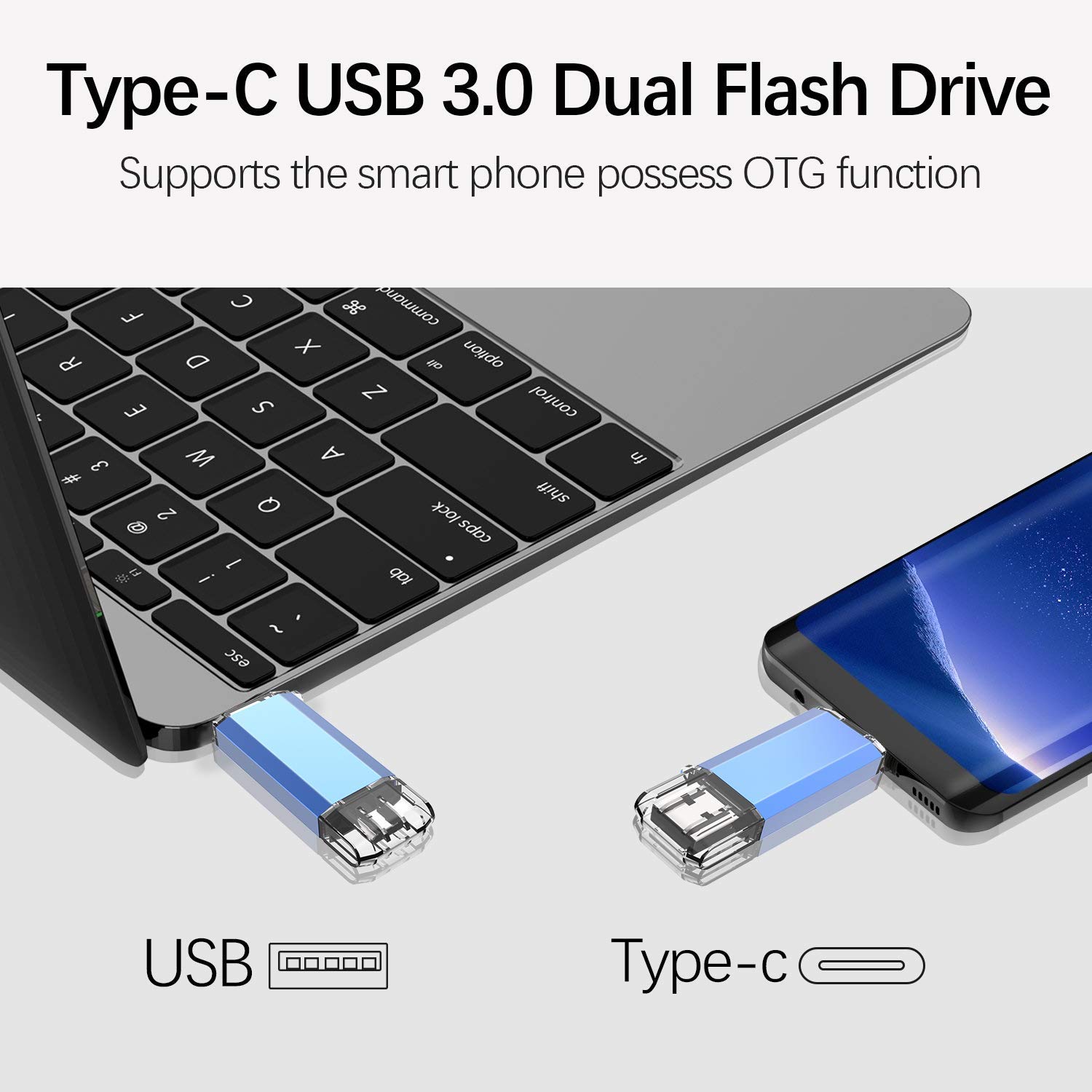 KOOTION USB C Flash Drive 32 GB 2 in 1 USB 3.0 + USB Type C Thumb Drive High Speed up to 90 MB/s Dual OTG Thumb Drive USB Stick for Samsung, Huawei, MacBook, Chromebook Pixel etc.