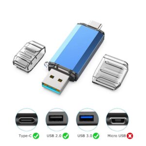 KOOTION USB C Flash Drive 32 GB 2 in 1 USB 3.0 + USB Type C Thumb Drive High Speed up to 90 MB/s Dual OTG Thumb Drive USB Stick for Samsung, Huawei, MacBook, Chromebook Pixel etc.