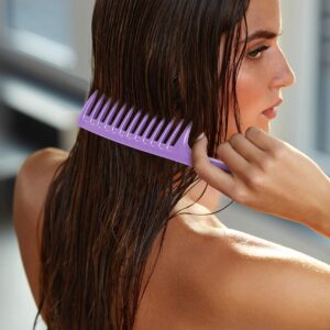 xnicx 3pcs Wide Tooth Comb Set,Detangling Hair Comb for Curly,Wet,Thick Hair,Hair Brush Shower Comb Detangler Hair Wide Comb with Care Handgrip Comb Styling Comb for Women,Men Macaron Purple