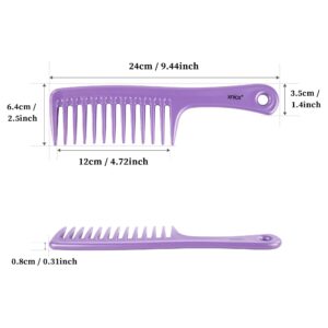 xnicx 3pcs Wide Tooth Comb Set,Detangling Hair Comb for Curly,Wet,Thick Hair,Hair Brush Shower Comb Detangler Hair Wide Comb with Care Handgrip Comb Styling Comb for Women,Men Macaron Purple