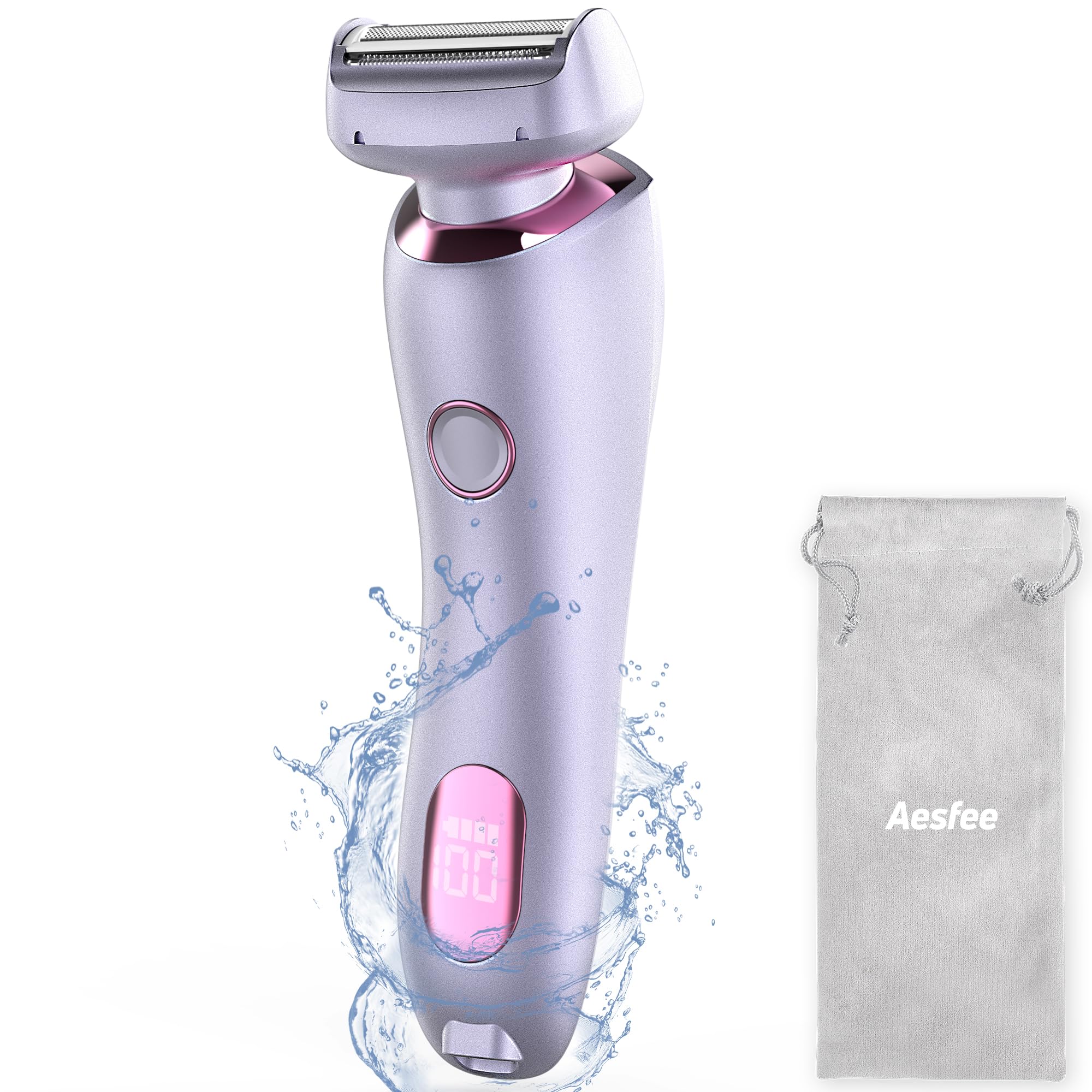 Electric Shaver for Women Legs, Lady Razors Waterproof Wet or Dry for Underarm Arm Bikini Private Area Pubic Hair, Portable Painless Ladies Body Hair Trimmer Remover USB Rechargeable (Purple）