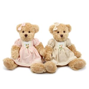 oits cute 2-pack teddy bear,cute stuffed animal,couple gift soft plush toy 11inch (vintage dress)