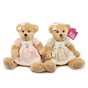 oits cute 2-Pack Teddy Bear,Cute Stuffed Animal,Couple Gift Soft Plush Toy 11inch (Vintage Dress)