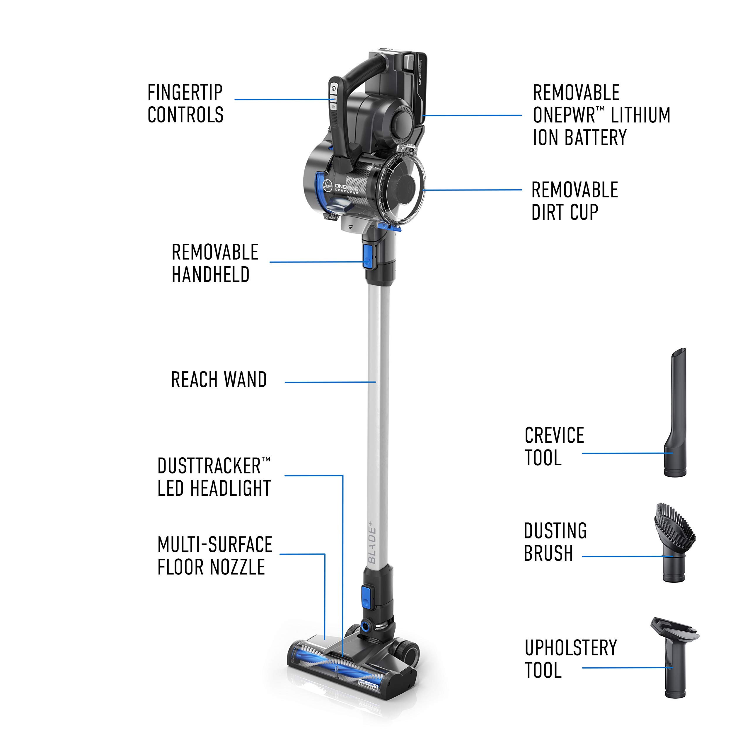 Hoover ONEPWR Blade+ Cordless Stick Vacuum Cleaner with Extra Battery, Lightweight, BH53310E, Silver