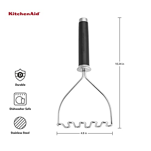 KitchenAid Gourmet Stainless Steel Wire Masher, 10.24-Inch, Black