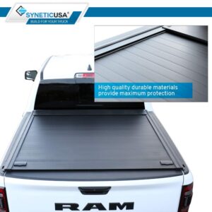 Syneticusa Retractable Tonneau Cover Fits 2019-2024 Ford Ranger 5' (61”) Truck Bed Matte Black Aluminum Low Profile Waterproof