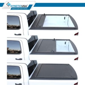 Syneticusa Retractable Tonneau Cover Fits 2019-2024 Ford Ranger 5' (61”) Truck Bed Matte Black Aluminum Low Profile Waterproof