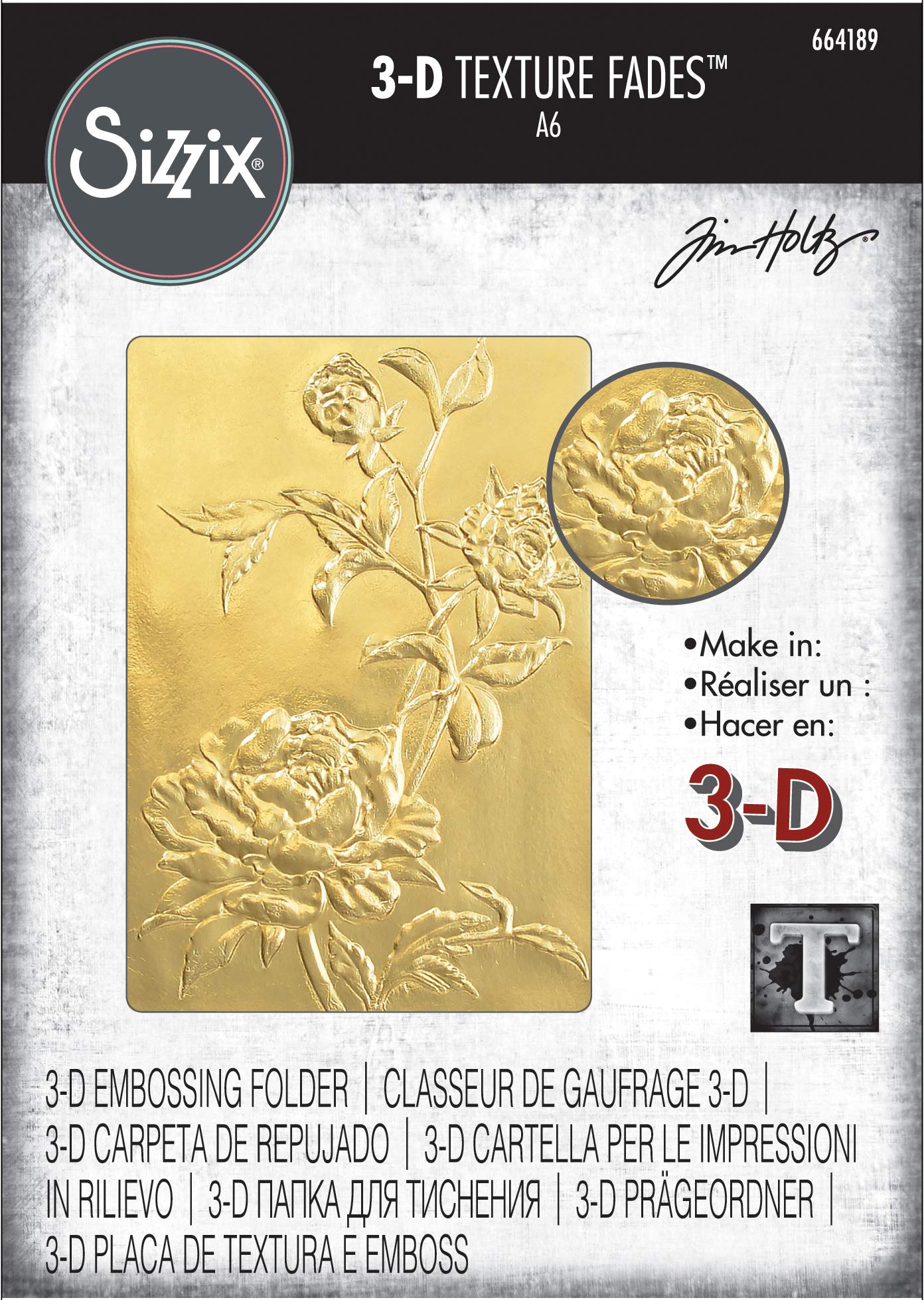 Sizzix 3-D Texture Fades Embossing Folder, Multicolor