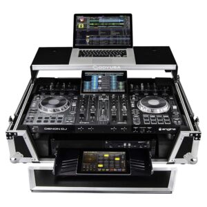 ODYSSEY FZGSPRIME4W2 Denon Prime 4 Flight Case with Patented Glide Laptop Platform & 2U Rack Spaces