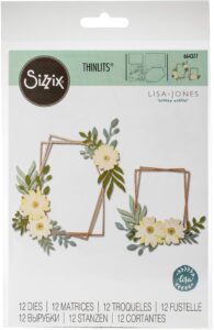 sizzix thinlits die set 12 pack geo floral frame by lisa jones, multicolor