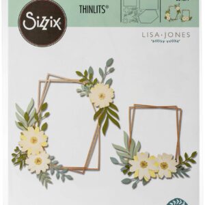 Sizzix Thinlits Die Set 12 Pack Geo Floral Frame by Lisa Jones, Multicolor