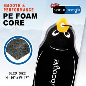 Snowboogie Wham-O Animal Sled 36" | Single Rider Snow Foam Sleds | PE Foam Sled with Soft Handles | Slick Bottom for Speed & Control | Snow Sledding for Adults & Children (Penguin)