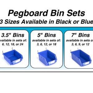 Right Arrange Pegboard Bins – 18 Pack Black - Hooks to Any Peg Board - Organize Hardware, Accessories, Attachments, Workbench, Garage Storage, Craft Room, Tool Shed, Hobby Supplies, Small Parts