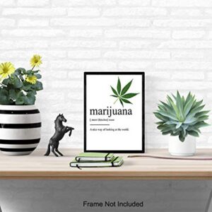 Marijuana Definition Wall Decor Picture Print - Funny 8x10 Room Decoration for Home, Apartment, Dorm, Bedroom - Gift for Pot, Weed, Ganja, Cannabis, CBD Fans, Potheads - Contemporary Art Poster