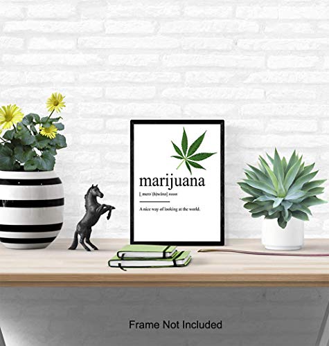 Marijuana Definition Wall Decor Picture Print - Funny 8x10 Room Decoration for Home, Apartment, Dorm, Bedroom - Gift for Pot, Weed, Ganja, Cannabis, CBD Fans, Potheads - Contemporary Art Poster