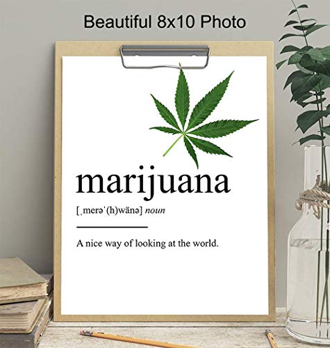 Marijuana Definition Wall Decor Picture Print - Funny 8x10 Room Decoration for Home, Apartment, Dorm, Bedroom - Gift for Pot, Weed, Ganja, Cannabis, CBD Fans, Potheads - Contemporary Art Poster