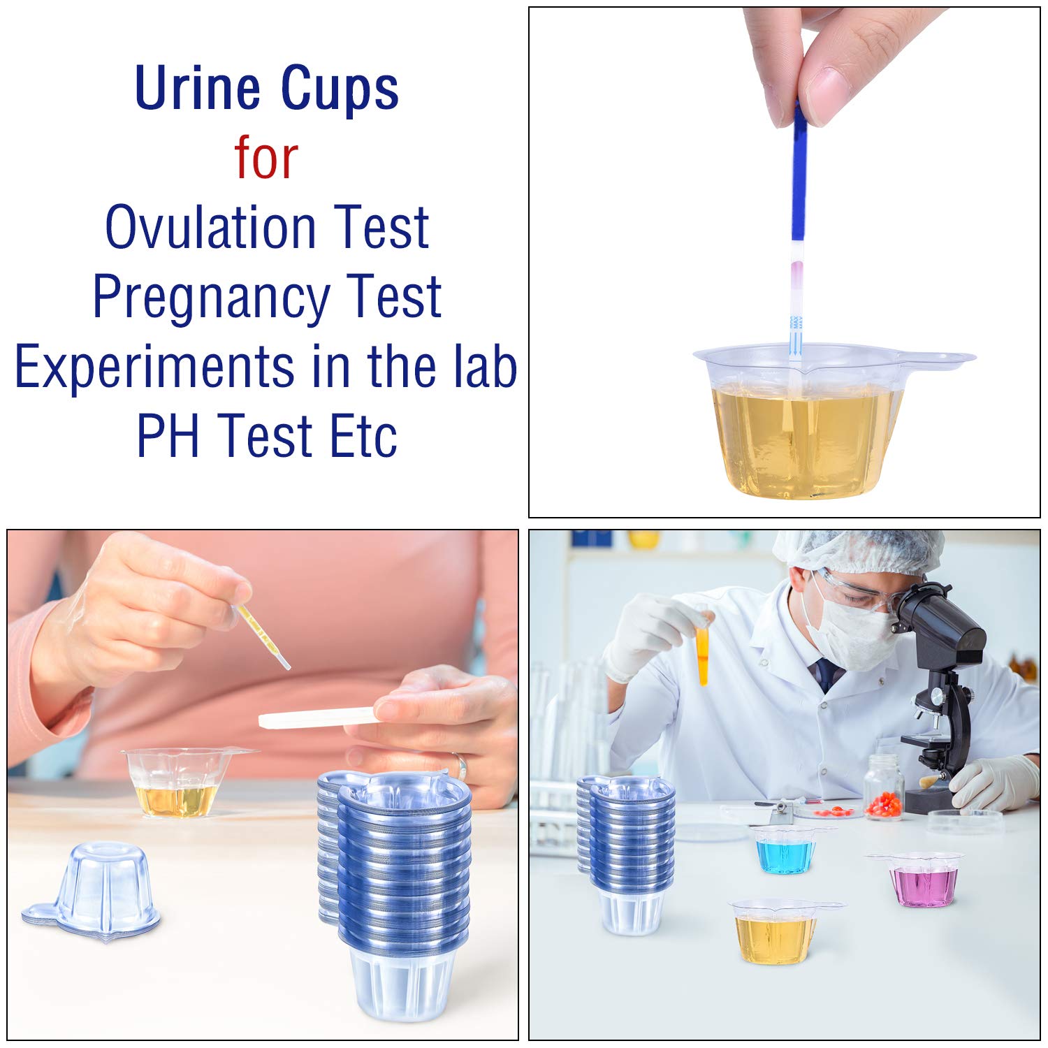 Boao Urine Cups Plastic Urine Collection Cups Disposable Urine Specimen Cups for Pregnancy Test, 40 ML (200 Pieces)