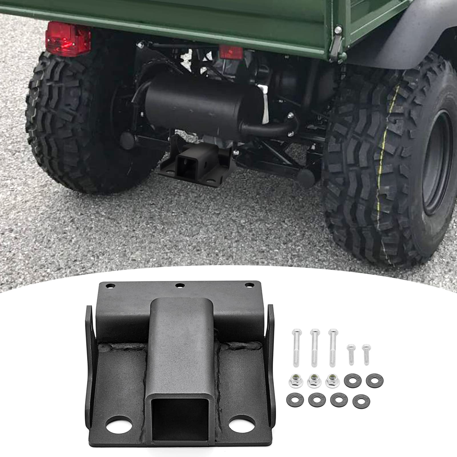 WSays Compatible with Kawasaki Mule 610 600 Mule SX Rear 2'' Receiver Trailer Tow Hitch Plater Kit