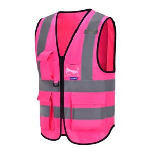 A-SAFETY Pink Safety Vests for Women,Working Safety Vest with Reflective Strips,XXL